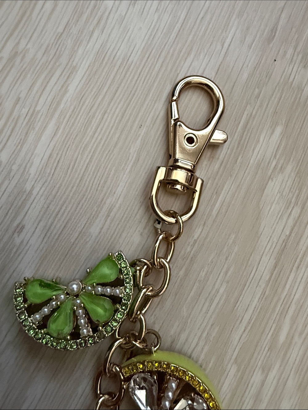 Piper K Gold-Tone Mixed Fruit Charm Keychain with Green, Yellow & Pink Accents - Picture 3 of 7